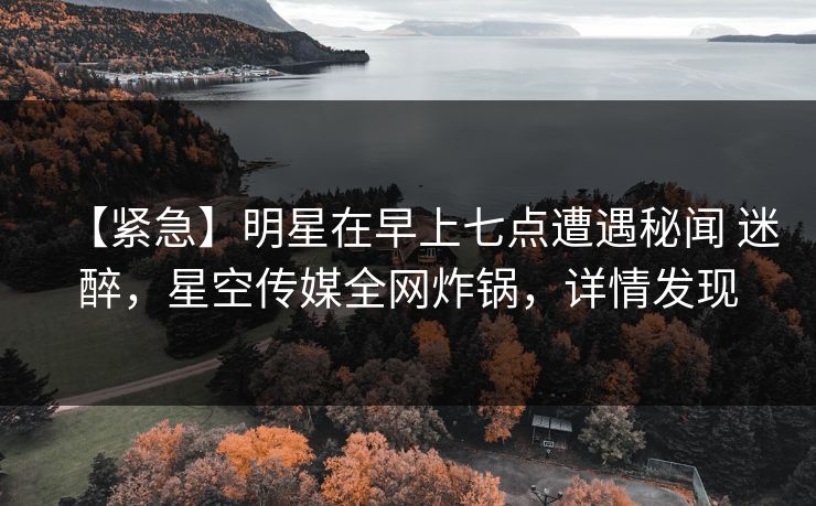 【紧急】明星在早上七点遭遇秘闻 迷醉，星空传媒全网炸锅，详情发现