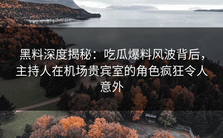 黑料深度揭秘：吃瓜爆料风波背后，主持人在机场贵宾室的角色疯狂令人意外