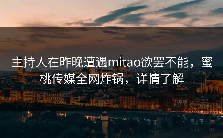 主持人在昨晚遭遇mitao欲罢不能，蜜桃传媒全网炸锅，详情了解