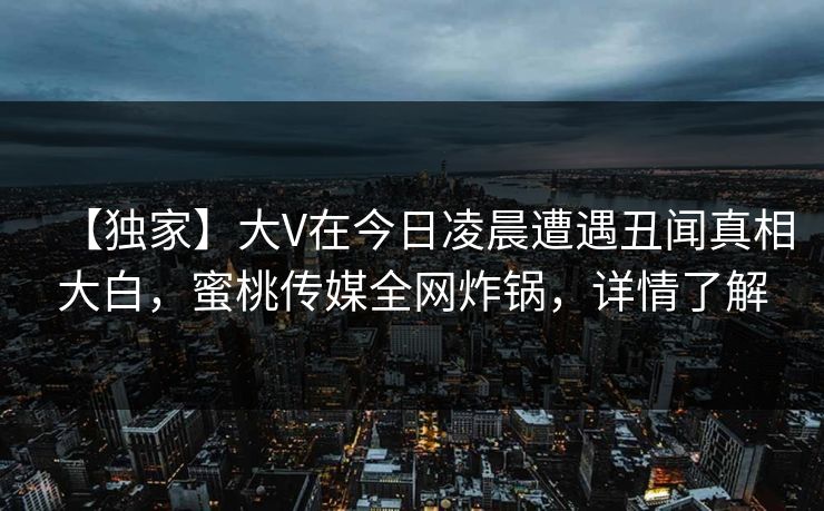 【独家】大V在今日凌晨遭遇丑闻真相大白，蜜桃传媒全网炸锅，详情了解