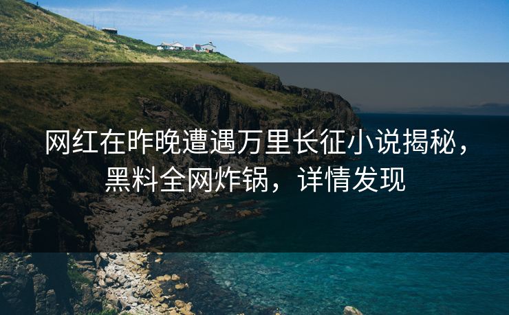 网红在昨晚遭遇万里长征小说揭秘，黑料全网炸锅，详情发现