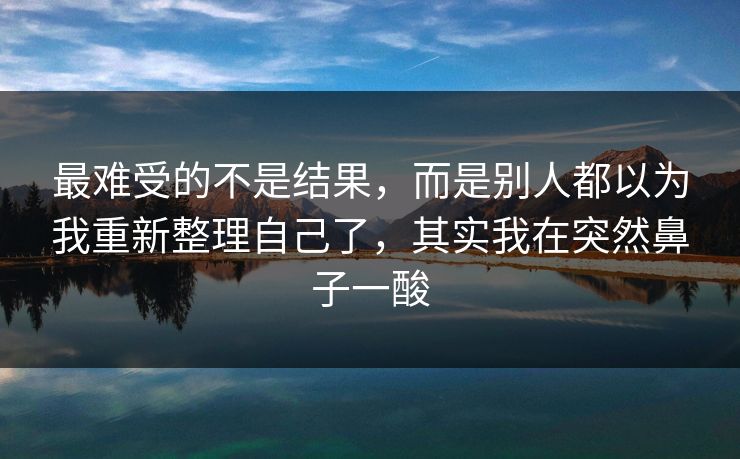 最难受的不是结果，而是别人都以为我重新整理自己了，其实我在突然鼻子一酸
