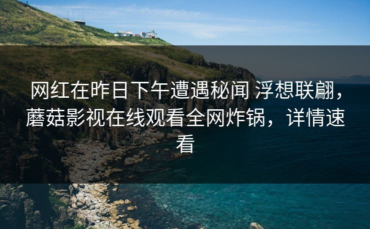 网红在昨日下午遭遇秘闻 浮想联翩，蘑菇影视在线观看全网炸锅，详情速看